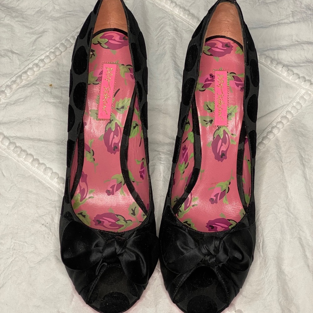 Betsey Johnson Polka Dot Peep Toe